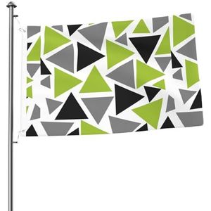 Vlag 2x3FT outdoor vlag tuin vlaggen tapijt hek banner vakantie tuin partij vlaggen, willekeurige driehoeken limoengroen grijs zwart op wit