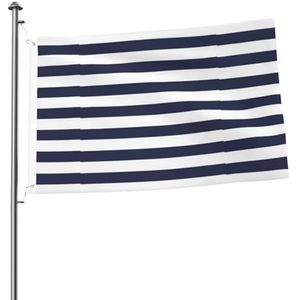 Vlag 2x3FT Outdoor Vlag Tuin Vlaggen Tapestry Hek Banner Vakantie Werf Feestvlaggen, Nautische Marineblauwe En Witte Strepen