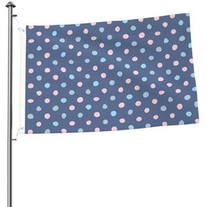 Vlag 2x3FT Outdoor Vlag Tuin Vlaggen Tapestry Hek Banner Vakantie Werf Feestvlaggen, Krijt Stippen Marineblauwe Achtergrond