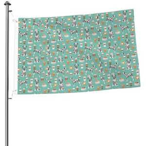 Vlag 2x3FT Outdoor Vlag Tuin Vlaggen Tapestry Hek Banner Vakantie Tuin Feestvlaggen, Leuke Dalmatiërs Mint Koffie