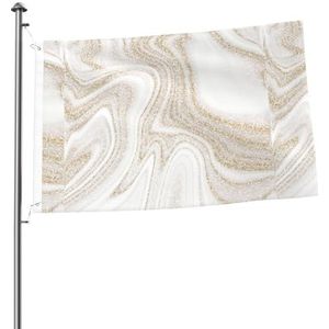 Vlag 2x3FT outdoor vlag tuin vlaggen tapijt hek banner vakantie tuin partij vlaggen, wit marmer goud glitter