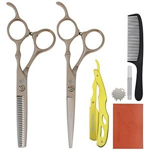 5.5 ""Razor Barber Rose Gold Haircutting Kit Professionele Kappers Schaar Snijden Scissor Dunner Shears Haar Styling Scissors Salon Shears