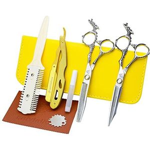 8 stks Kappers Schaar Kit Haar Styling Scissors Razor Dunning Shears Texturizing Schaar Haar Snijschaar Set voor Baber, Salon en Thuis