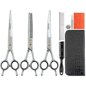 9 stks Pet Grooming Scissors Kit 7 Inch Schaar voor Hond Haar Cutting Set Barber Schaar Haarschaar Tesoura Pet Tijeras Perro Pet Trimming Scissors Kit Home Groomer Hair Trimmer Snijden