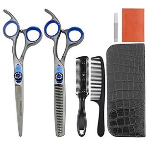 7 stks Haar snijpakket Barber Shears 6.0 inch Professionele Hardenschaar Kit Barber Accessoires Salon Razor Edge Haar Snijden Schaar Schaars voor Kapper salon haarclips