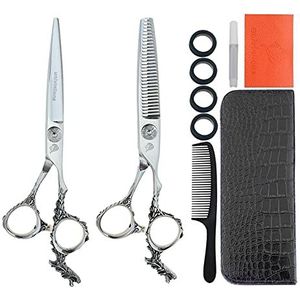 6.0 Inch Barber Haar snijden en dunner wordende schaar Kit Texturizing Scissors Shears Set Professionele Kappers Schaar Kit Kam Barber Accessoires Japans Styling schaar