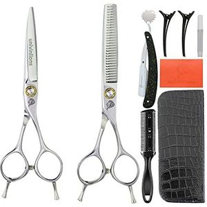 6.0 inch haarschaar kit lager schroef scheermes kam barber accessoires symmetrisch handvat haar snijden dunner clippers professionele kappers schaar set voor kappers Salon en thuisgebruik