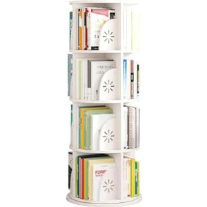 Staande boekenkast Hout Kunststof displayrek 360° draaibare boekenplank Vloerstaande boekenplank Creatieve boekenplanken met 5 niveaus