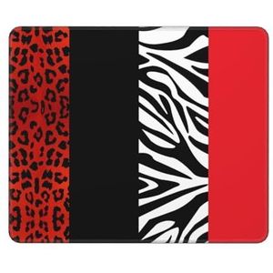 Rode luipaard en zebra dier, muismat, antislip rubberen basis muismat, waterdichte muismat 25 x 30 cm