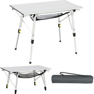 Campingtafel in hoogte verstelbare klaptafel aluminium 90 x 53 cm voor 4 personen lichtgewicht camping klaptafel zilver
