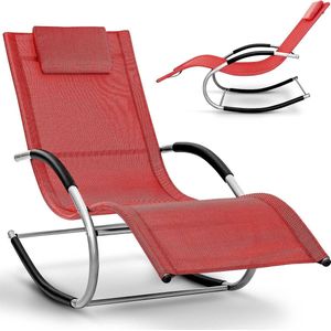 Opvouwbare ligstoel voor in de tuin | Ligstoel Weerbestendig | Schommelligstoel 150 kg belasting | Ligstoel ademend (rood)