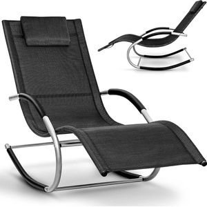 Opvouwbare ligstoel voor in de tuin | Ligstoel Weerbestendig | Schommelligstoel 150 kg belasting | Ligstoel ademend (zwart)