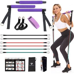 Pilates Set 6 Sticks Verstelbare Elastische Band Yoga Stretching Sculpture Squats Gym Training 90lbs