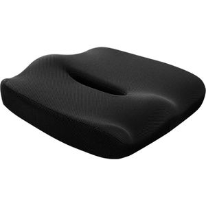 zitkussen van traagschuim, zitkussen, bureaustoel, gemakkelijk te reinigen, ergonomisch zitkussen met aangename ondersteuning, zwart stuitbeenkussen, als cadeau voor collega's, leeftijd