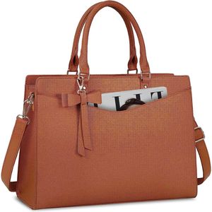 Handbag Women's Shopper Women's Large Laptop Bag 15.6 Inch Business Bags Briefcase Women PU Leather Shoulder Bag Work Bag Brown