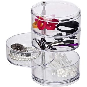 make-uporganizer, transparante toren - met 4 draaibare vakken, kunststof - acryl, 11,5 x 17,5 x 11,5 cm, Transparant