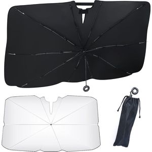 Zonwering voor de auto, opvouwbare zonnescherm, voorruit, blokkeert de achteruitkijkspiegel niet, uv-bescherming, parasol voor de voorruit voor de meeste auto's, SUV/MVP/vrachtwagens (L(150 x 84 cm)