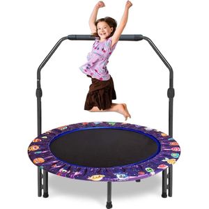 Mini-trampoline, diameter 92 cm, trampoline voor kinderen, met opvouwbare bungee-rebounder, springtrampoline met verstelbare handgreep en veiligheidskussen, trampoline voor binnen en buiten, voor jongens en meisjes vanaf 2 tot 4 jaar