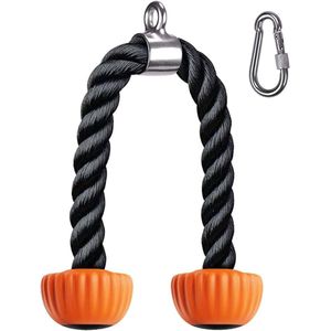 Triceps touw kabeltrekhandgrepen met oranje antislip zachte rubberen uiteinden, universele kabeltrek krachttraining biceps triceps trainingsapparaat lat pulldown machine accessoires voor thuisgymnastiek, 70/90cm