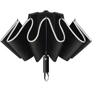 Paraplu, zakparaplu automatisch open-sluitend, 10 ribben reistassen paraplu, storm paraplu, paraplu zakparaplu polyester, Mit Reflexstreifen