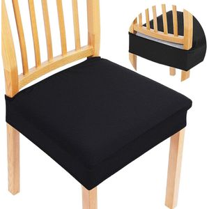 Stoelhoes, stretch, spandex, wasbare overtrek voor stoelen, stoelhoezen voor eetkamerstoelen, anti-stof, eetkamerstoelhoezen, zwart, set van 4