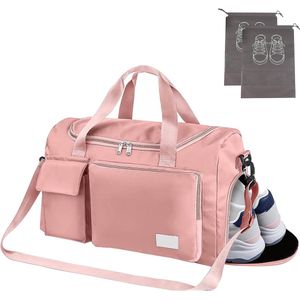 Opvouwbare reistas, 35 liter, bagagetas, grote weekendtas, overnachtingtas, vakantietas, waterproof, sporttas voor heren en dames, (met 1 bagagelabel), roze, roze, sporttassen