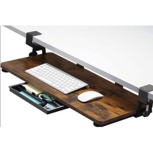 Toetsenbordlade, grote toetsenbordplank Luxe Bureauplank onder het bureau met C-klemhouder, computertoetsenbordstandaard, ergonomische toetsenbordlade om te typen, thuis en op kantoor hout Bruin