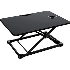 In hoogte verstelbaar staande werkplaats, staande zitting, bureau, ergonomische gasveer, tafelwerkplek voor pc, monitor, laptop, capaciteit 8 kg, zwart