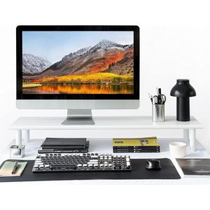 Dubbele monitorverhoging met verstelbare hoogte voor laptop, computer, printer, tv-standaard tot 59 kg, wit