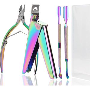 Nagelknipper Nageltips Knipper Nagelknipper Roestvrij staal Nagelriemschuiver Set Nagelvijlen Manicure Gereedschap voor kunstnagels 4-delig