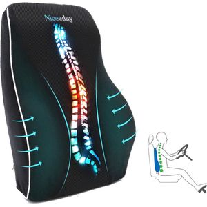 lendenkussen voor bureaustoel auto lendenkussen traagschuim rugkussen met ademend orthopedisch 3D mesh lendensteun