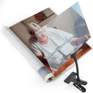 ergonomische tafelvergrootglas, leeslamp, vergrootglas in DIN A4-formaat, volledige zijloep, 3x vergroting, handsfree bruikbare leesloep