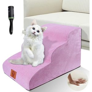 3 Treden Hondentrap, Waterdichte Huisdiertrap, Antislip Dog Steps voor Honden en Katten, Hondentreden van Schuimrubber met Hoge Dichtheid, Wasbare Kattentrap, 1 Pluisrol