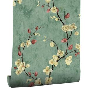 Zelfklevend behang, muurpapier, zelfklevende folie, decoratief, meubelfolie, plakfolie, pvc, vinyl, wandsticker, bloemen, vintage hout decoratieve stickers voor meubels, wanddeur, watervast