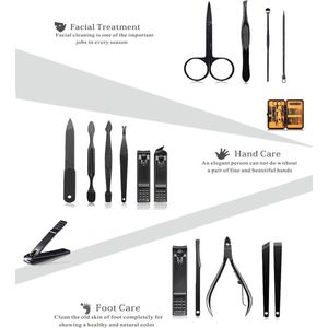 Manicure Set Nail Set Nail Clipper Kit Professional - Stainless Steel Pedicure Set Nail Care Set of 15 Pieces with Case for Travel (Black/Yellow)