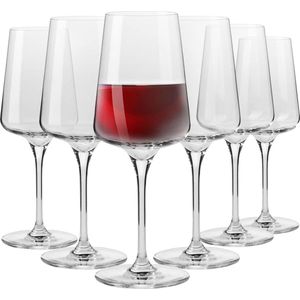 Rode wijnglazen | Elegant ontwerp | Set van 6 glazen | 500 ML | Traditioneel vakmanschap | Perfect voor thuis, restaurant en feesten | voor de vaatwasser