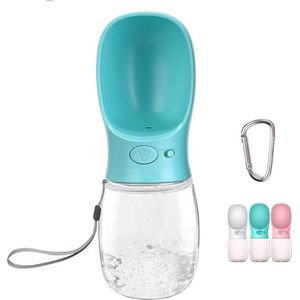 Draagbare drinkfles voor honden met waterdispenser voor huisdieren, antibacterieel, voor levensmiddelen, het testen van honden, reizen, drinken voor drinkflessen, voor buiten, (350 milliliter, blauw)