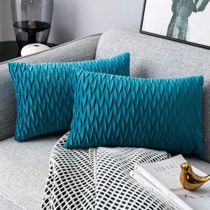 Kussenslopen set fluwelen zachte decoratieve kussens voor sofa slaapkamer 30 cm x 50 cm set van 2 voor bank, bed, bank, stoel, slaapkamer en woonkamer, turquoise
