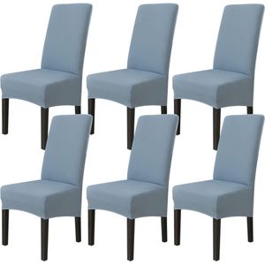 Stoelhoezen, 6-delige set stretch, XL stoelhoezen wasbaar, elastisch, grote stoelhoezen voor eetkamer, kantoor, eetkamer, hotel, banket (blauw-grijs, set van 6)