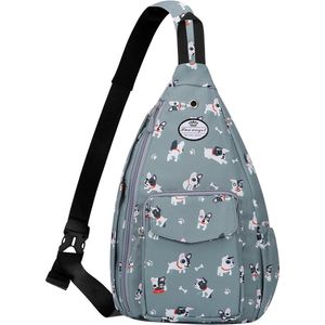 Stijlvolle borstzak, crossbody bag, licht bloemenpatroon, rugzak voor dames, waterdicht, kleine slingtas, borstzak, schouderzak voor dames, met flessenvak, voor reizen, sportief, wandelen,