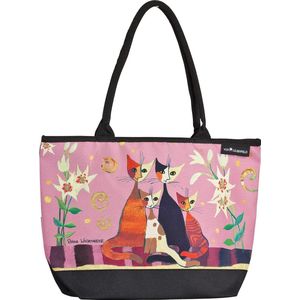 Rosina Wachtmeister Lelies katten schoudertas boodschappentas grote shopper casual licht