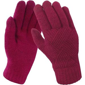 Thermohandschoenen voor dames, vlechtgebreid, dik touchscreen, winterhandschoenen met warme thermische voering, manchet, elastische zachte winddichte handschoenen voor skiën, fietsen, wandelen, outdoor sport