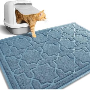 Heavy Duty kattenbakmat, XL Jumbo 90 x 60 cm, gemakkelijk schoon te maken kattenmatten, antislip, waterdicht, val voor kattenbak, groen blauw