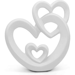Harmonisch hart voor decoratie van keramiek - modern decoratief hart 23 cm groot in wit - decoratie in hartvorm - keramisch hart