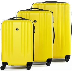 Kofferset 55 cm 66 cm 77 cm XL Hardshell Trolley Koffer 4 Wielen 360° Marseille, geel