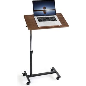 Laptoptafel in hoogte verstelbaar met wielen, in hoogte verstelbaar 71-96 cm, groot tafelblad, geschikt voor maximaal 17 inch laptops, robuust en stijlvol