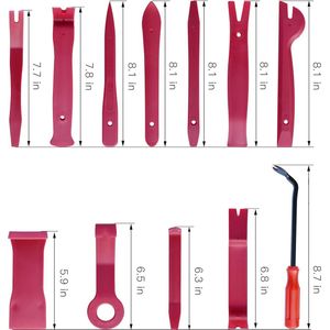 Auto Trim Removal Kit 12st Autoradio Installatie Tool Kits Bekleding Verwijdering Kit Koevoet Schraper Set-Rood