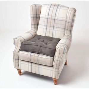 groot zitkussen 50 x 50 cm, zitkussen voor stoel en banken met draaggreep en velours, 10 cm hoog gewatteerd matraskussen, taupe/grijs