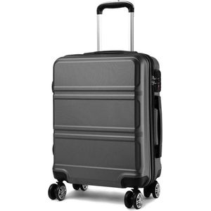 Reiskoffer, trolley met harde schaal, handbagage, dubbele wielen, lichtgewicht, ABS-kunststof, met cijferslot, 55 cm, grijs