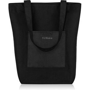 Zwarte jute tas - hoogwaardige stoffen tas met binnenzak, voorvak en brede bodem - opvouwbare boodschappentas met lange hengsels - ideaal als stoffen tas, draagtas, jute shopper